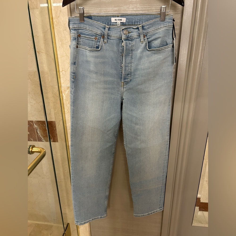 NWT size 29 Re/done Stove Pipe light wash Jeans Riverfade 96% Cotton - Picture 8 of 11